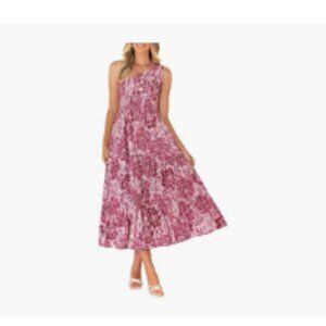 ZESICA Floral Print One Shoulder Sleeveless Smocked Dress